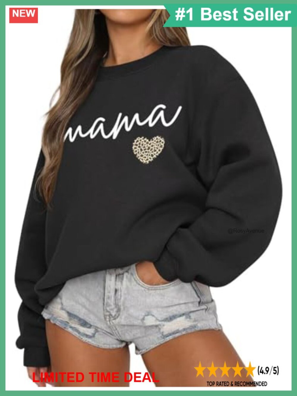 LEEDYA Women Long Sleeve Mama Sweatshirt Crewneck Casual Knit Pullover